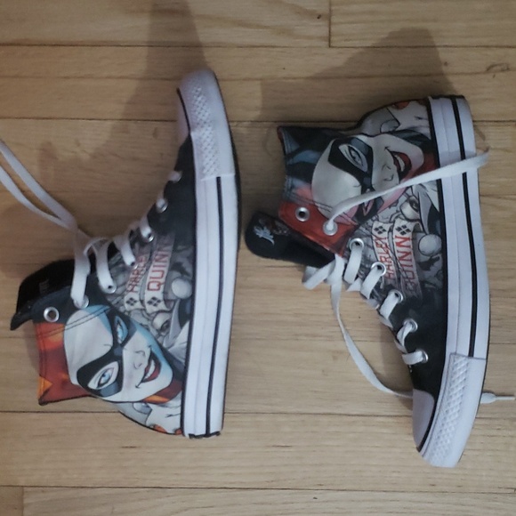 Converse Harley Quinn Hi Top Sneakers Women's 8 Men's 6 Gothic DC Comics Joker - Picture 5 of 12